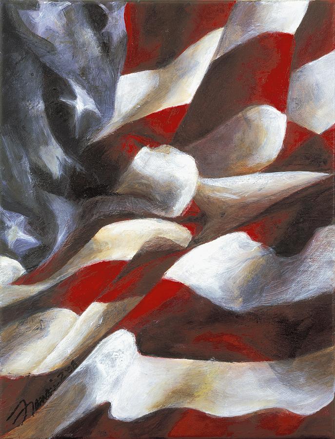 American Flag Painting - Flag Series Two by Francine Stuart