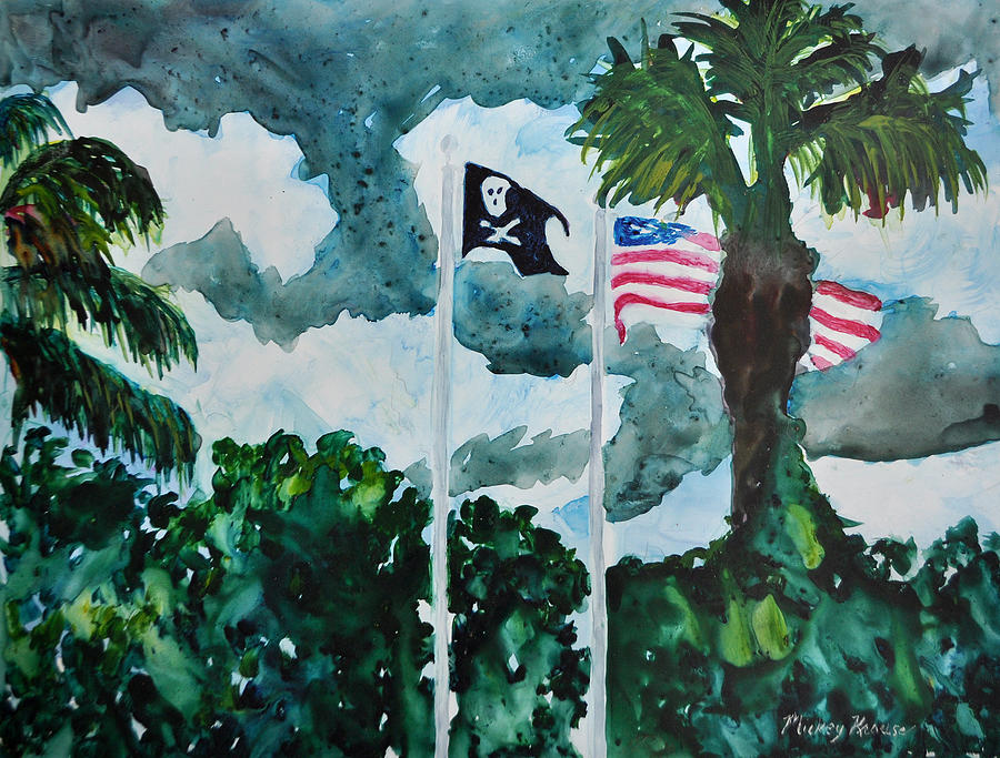 Flag Painting - Flags at Lake Tarpon Resort by Mickey Krause