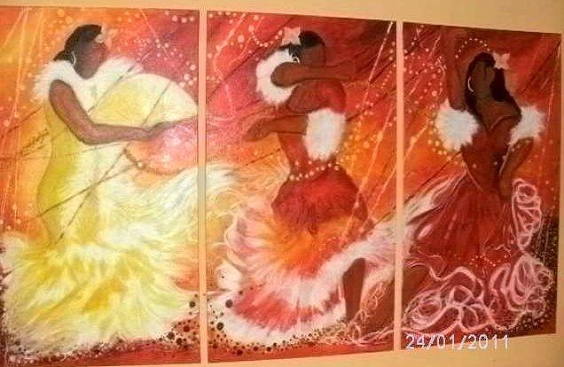 Dance Painting - Flamenco Art Series - Triptych No.2 by Nim X Ii