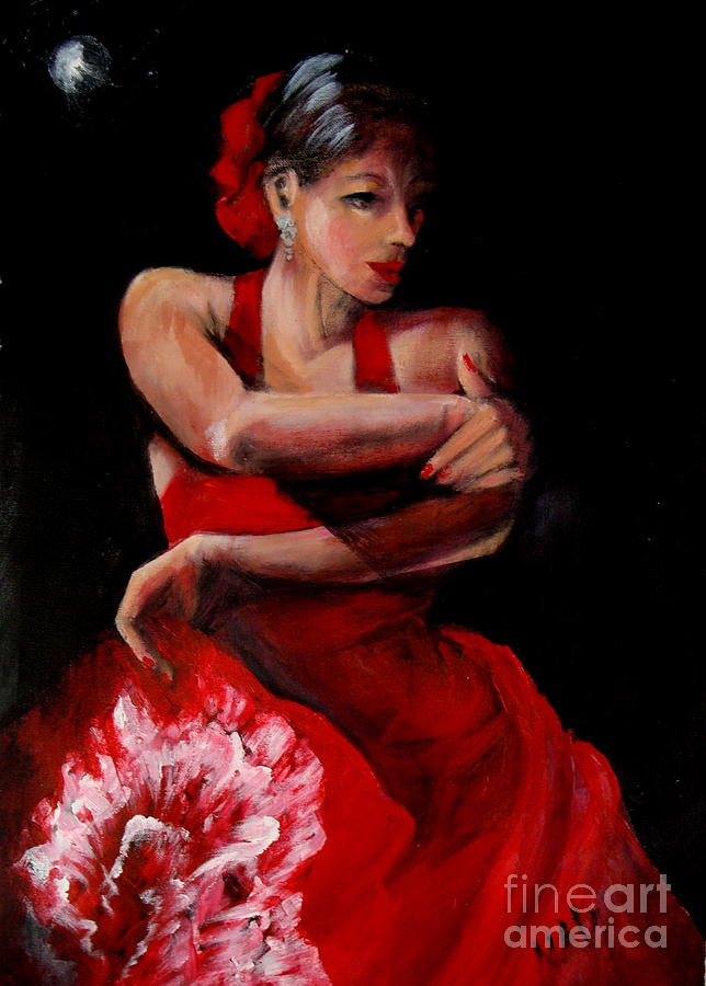 Flamenco with White Frill Pastel by Marlyn Anderson - Fine Art America