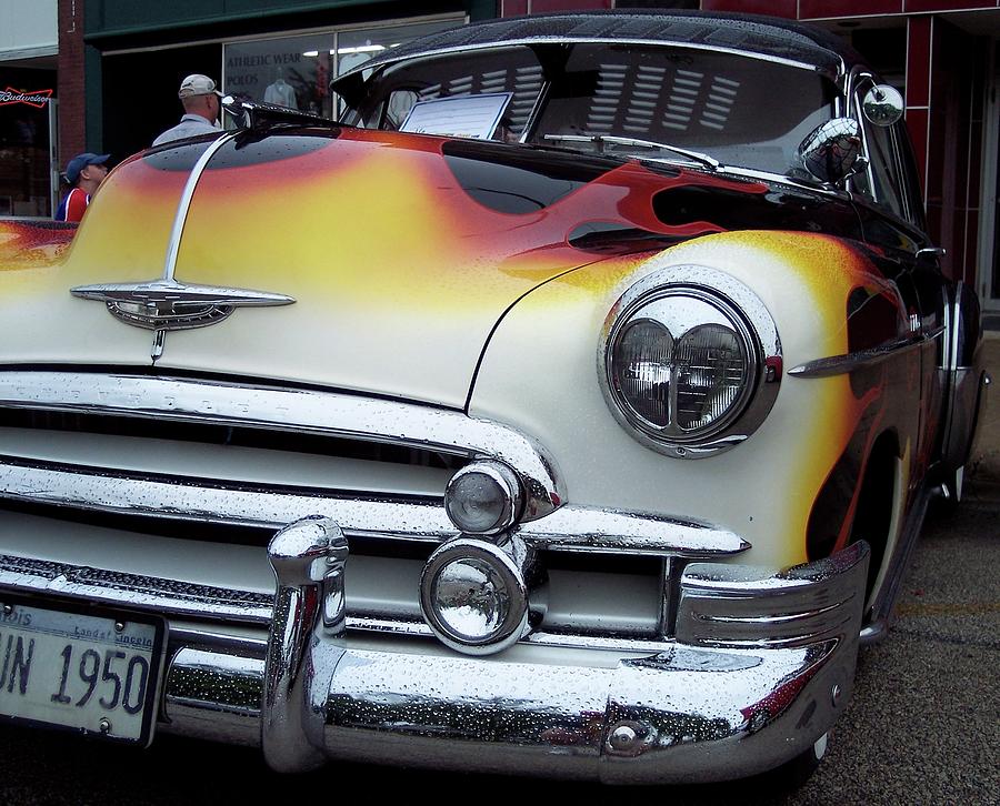 Transportation Photograph - Flames On A 1950 Chevy by Thomas Woolworth