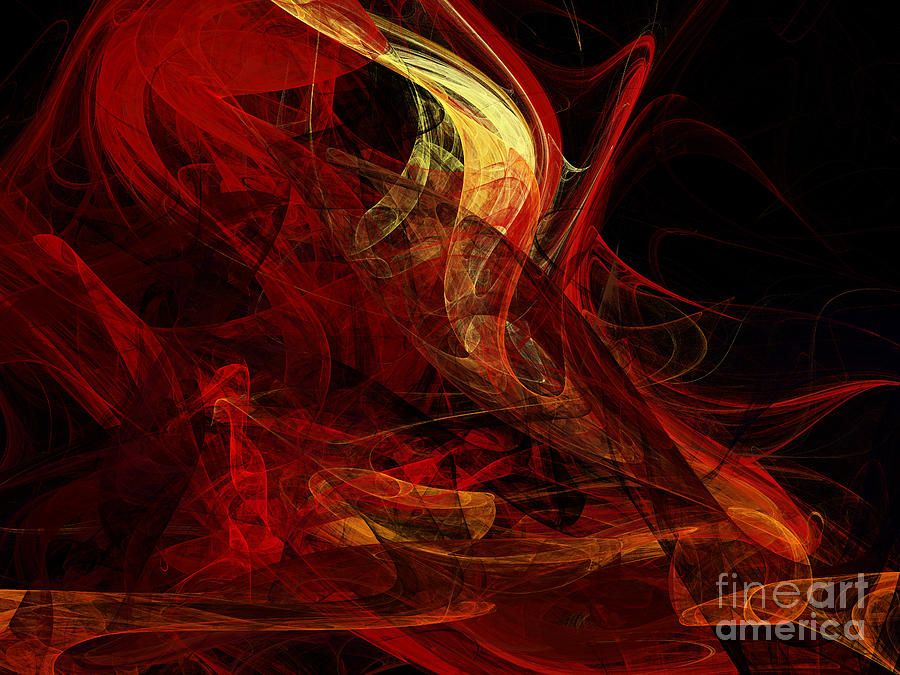 Flaming Fractals On Black Digital Art by Andee Design