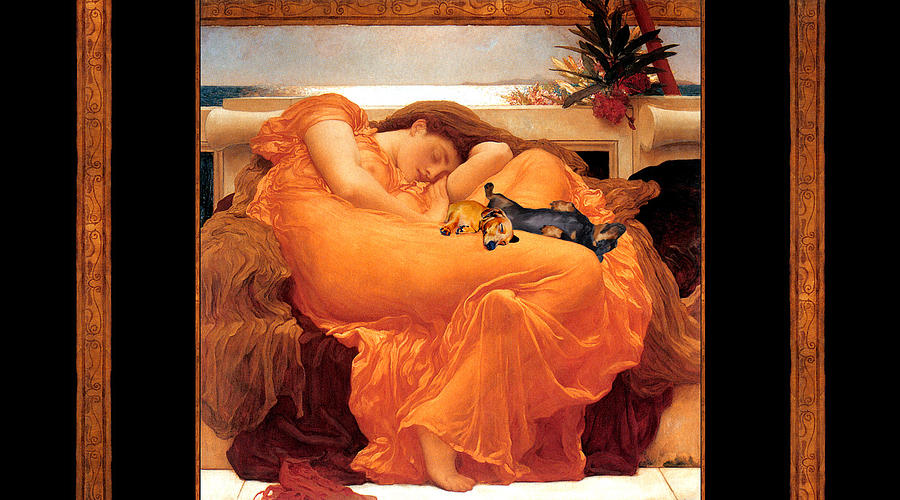 Flaming June Doxies Masterpiece Painting by Laura Sotka Fine Art