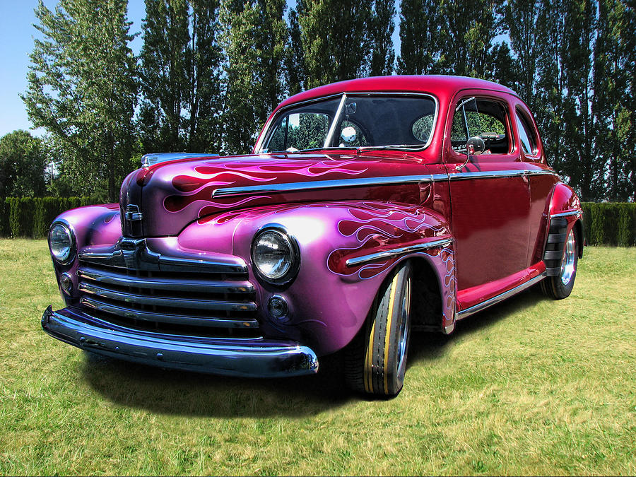 Flaming Rose Colored Hot Rod Photograph by Helaine Cummins