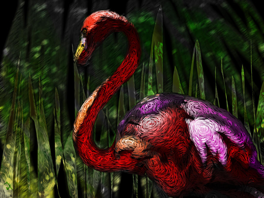 Flamingo Painting by Adam Vance