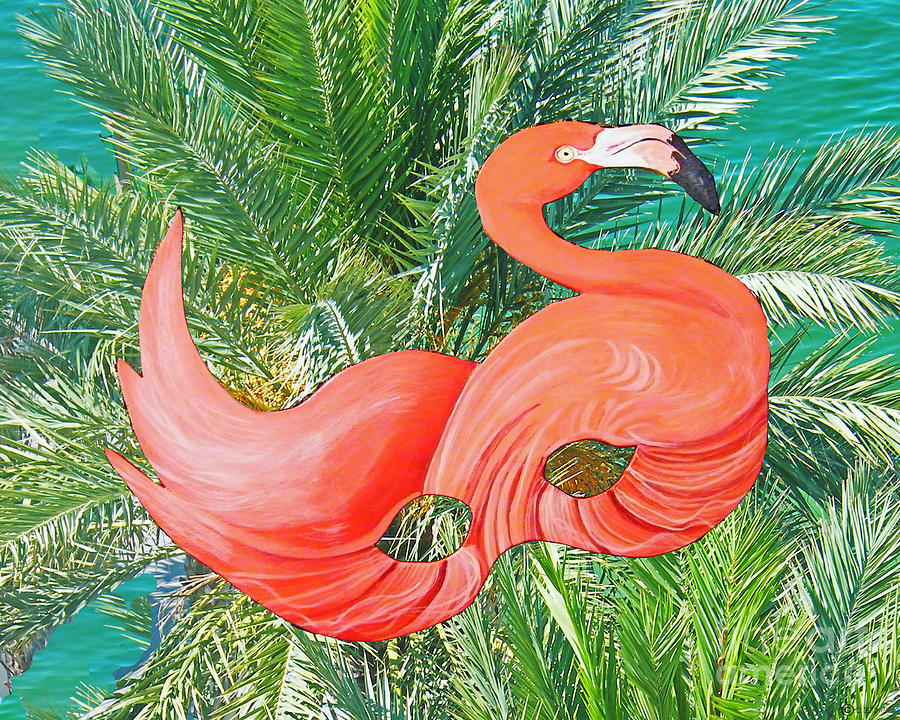 Flamingo Mixed Media - Flamingo Mask 6 by Lizi Beard-Ward