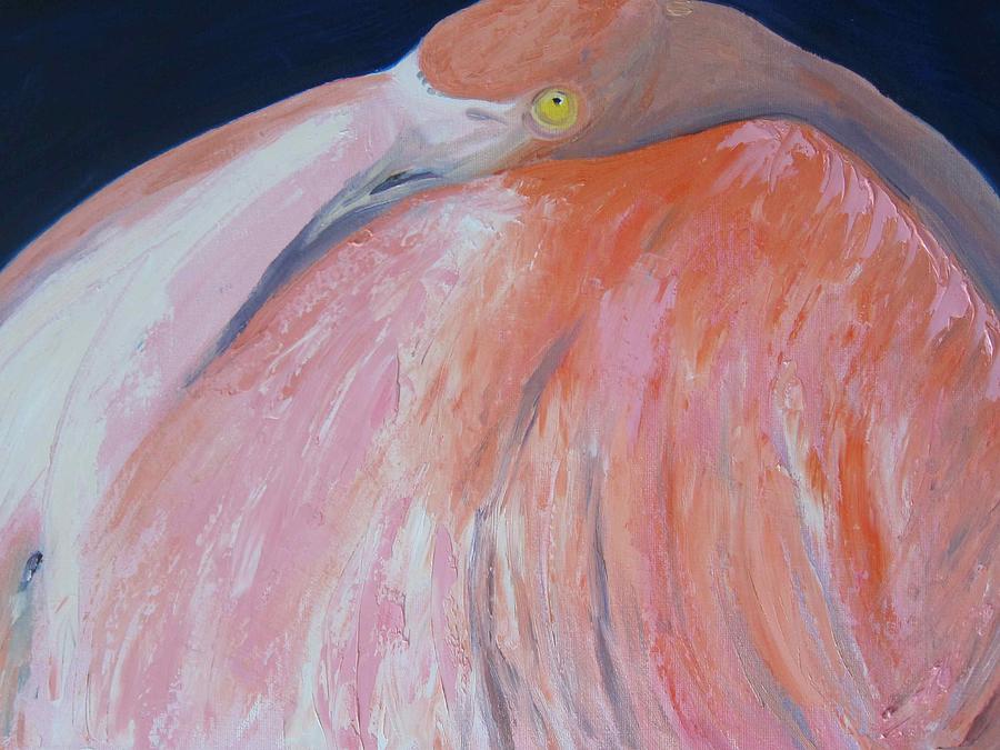 Flamingo Napping Painting by Kathryn Barry