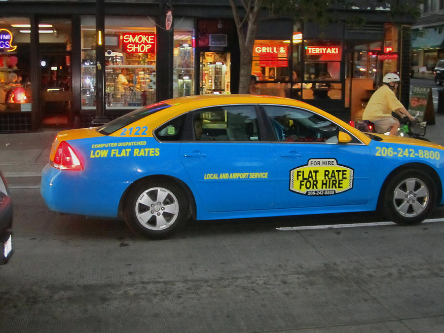Flat Rate For Hire Taxi Photograph by Kym Backland