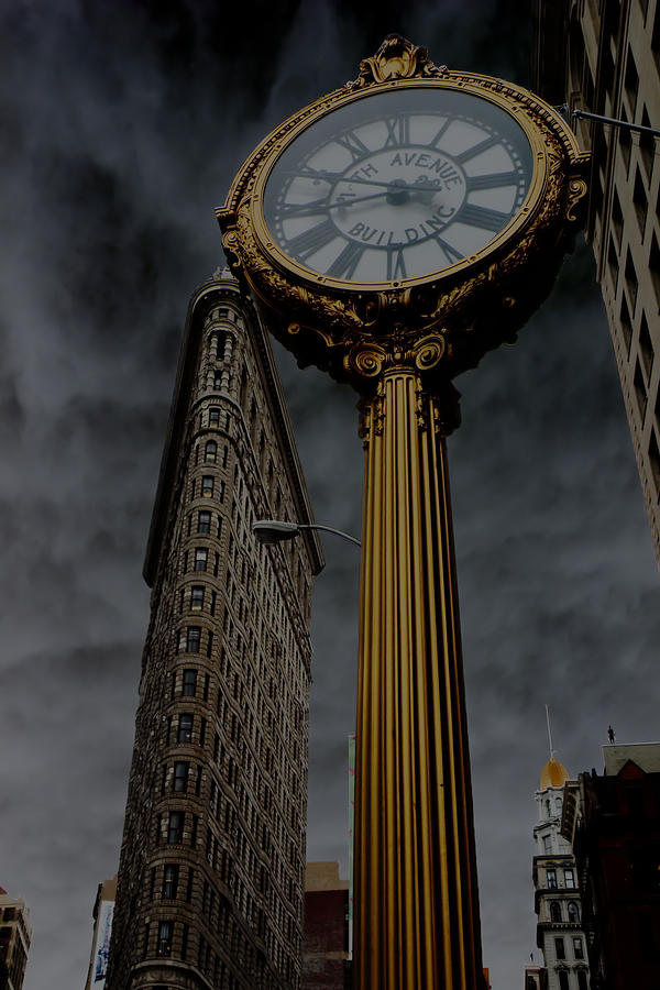 Flatiron Building and Clock Photograph by Andrew Fare