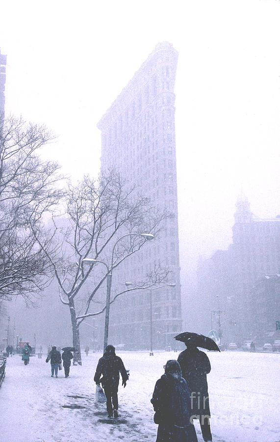 Flatiron Building in a Major Snowstorm Photograph by Tom Wurl