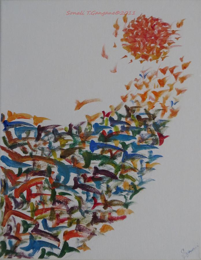 Fleet of birds Painting by Sonali Gangane