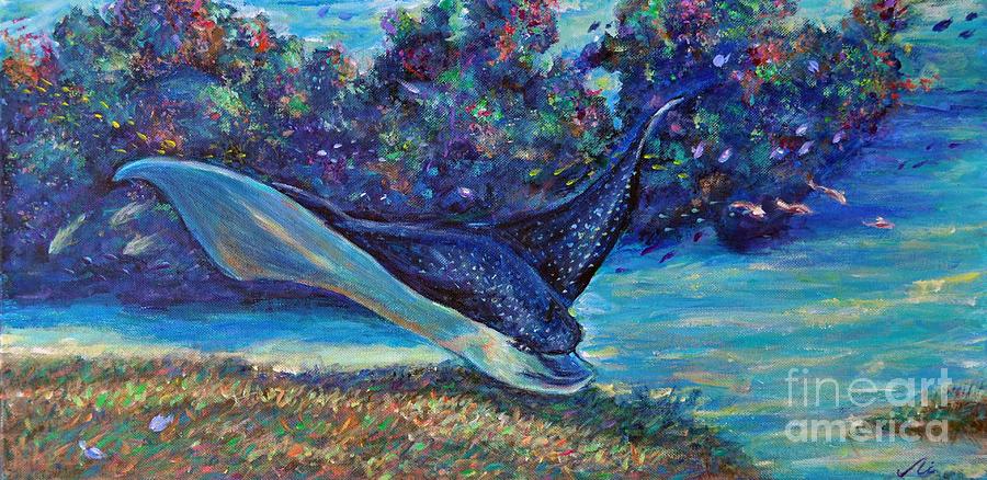 Spotted Eagle Ray Painting - Flight of the Eagle by Li Newton