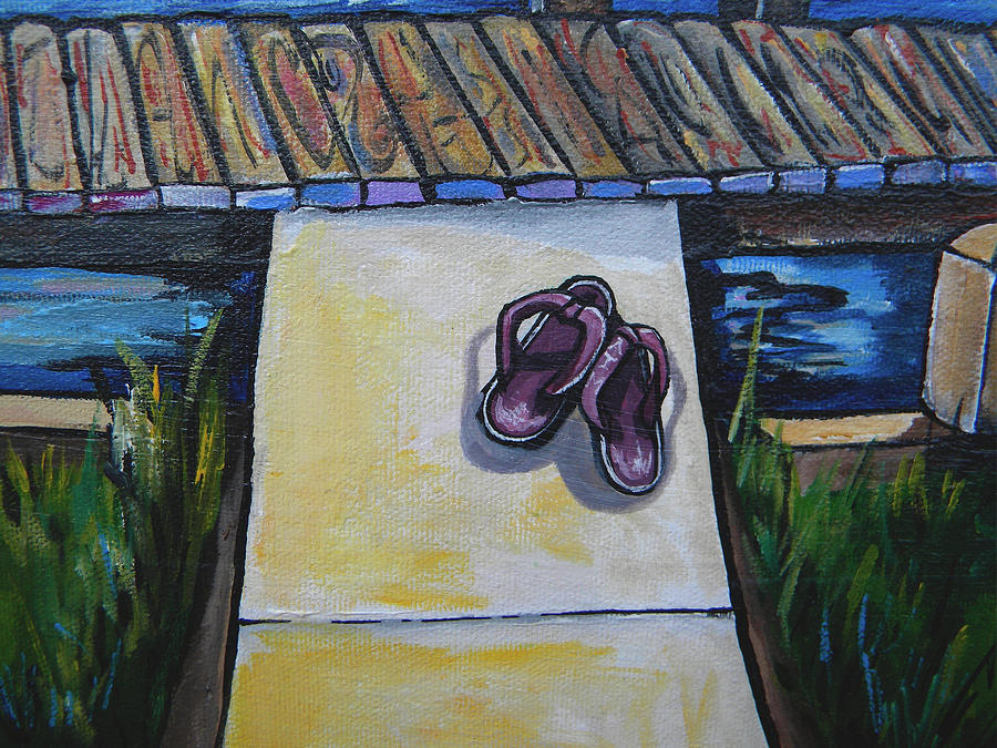 Beach Painting - Flip Flop Close Up by Patti Schermerhorn