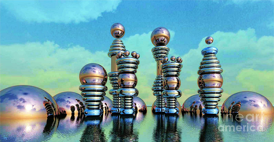 Floating Chrome Towers Digital Art by Ronald Bissett