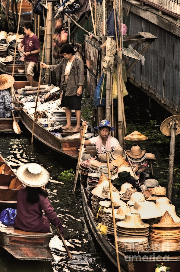 Boat Photograph - Floating Market Bangkok by Charuhas Images