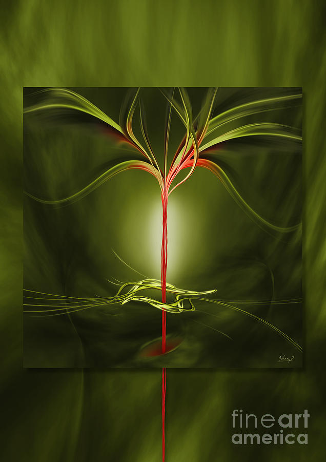 Floating with red flow 9 green Digital Art by Johnny Hildingsson
