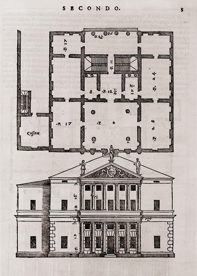 Floor Plan And Elevation Of A Classical Photograph by Everett