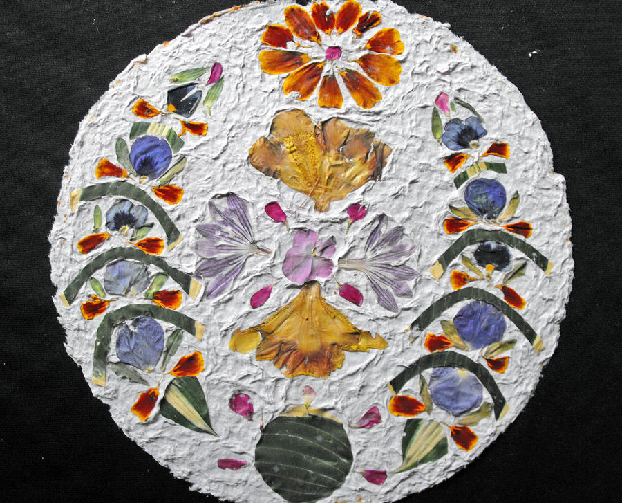 Floral Collage Mixed Media - Floral collage on handmade paper No. 2031 by Mircea Veleanu