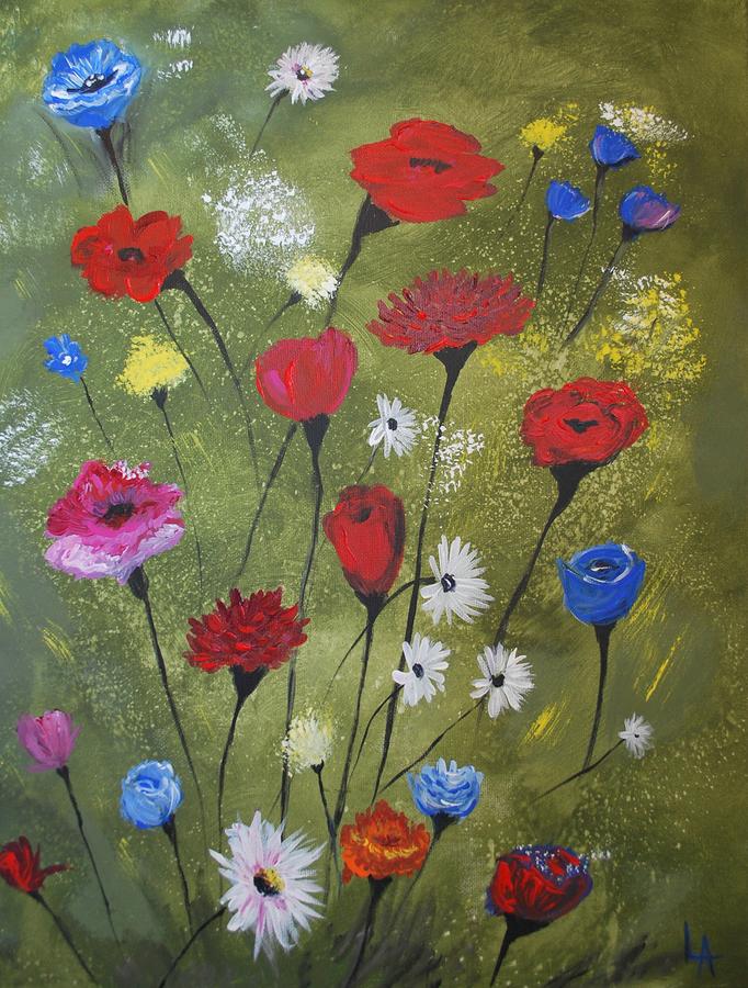 Floral Fields Painting by Leslie Allen
