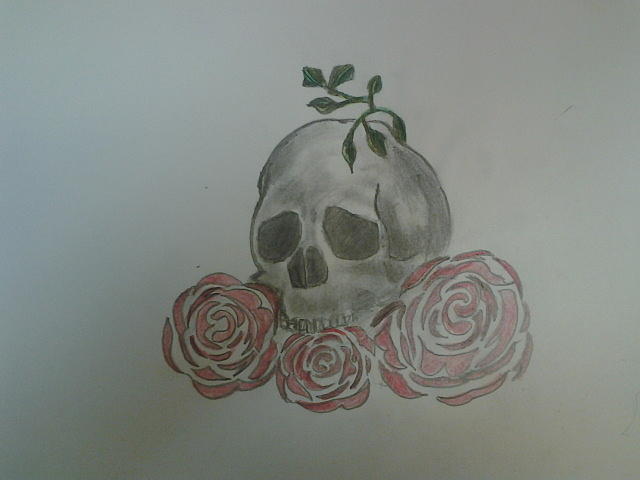 Flower Drawing - Floral Skull by Mark Norman II