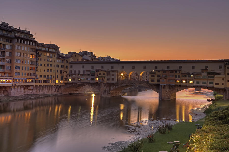 Sunset Photograph - Florence - Ponte Vecchio by Joana Kruse