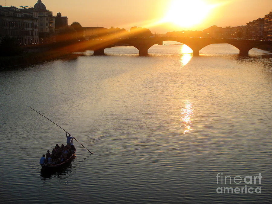 Bridge Photograph - Florence Italy - Ponte Vecchio - Sunset - 02 by Gregory Dyer