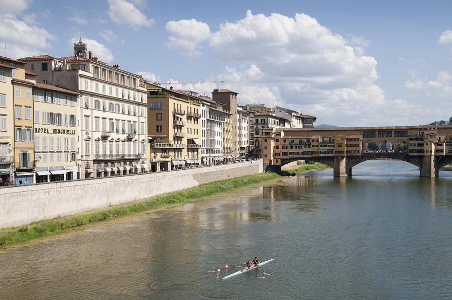 Architecture Photograph - Florence Italy Arno River Ponte Veccio bridge by Matthias Hauser