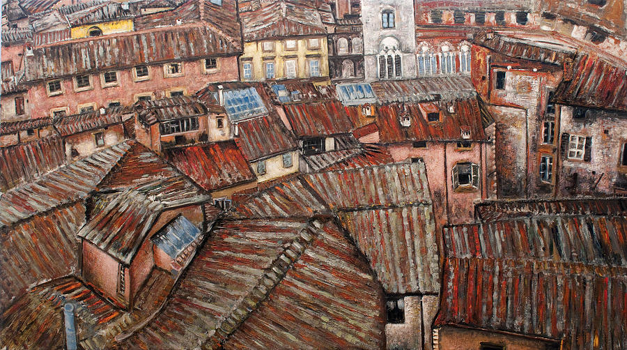 Landscape Painting - Florence roofs by Vladimir Kezerashvili