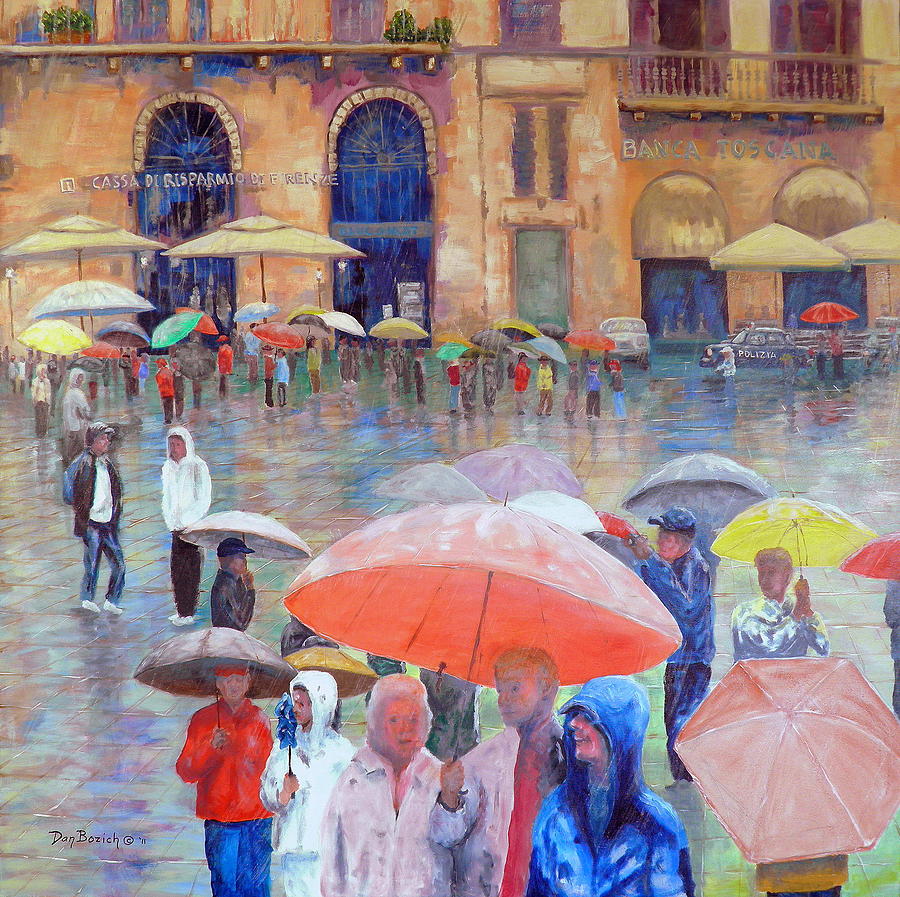 Umbrellas Painting - Florence Spring by Dan Bozich