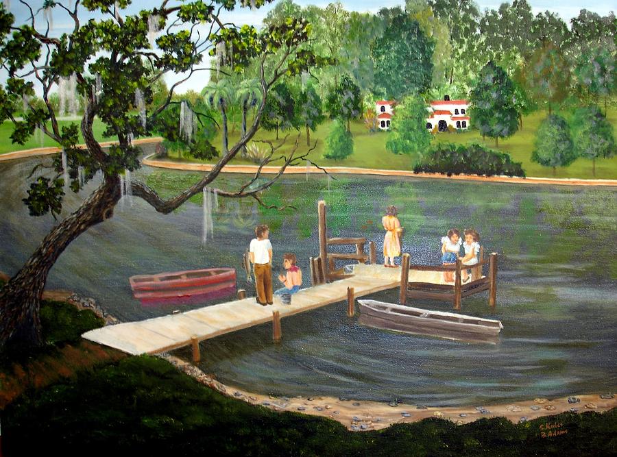Florida Fishing 1950 Painting by Susan Kubes