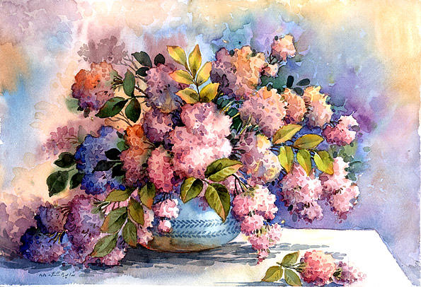 Watercolor Painting - Flower 1 by Reza Badrossama