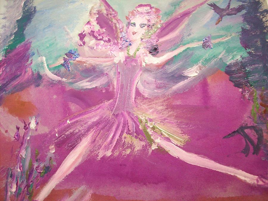 Flower bed fairy Painting by Judith Desrosiers