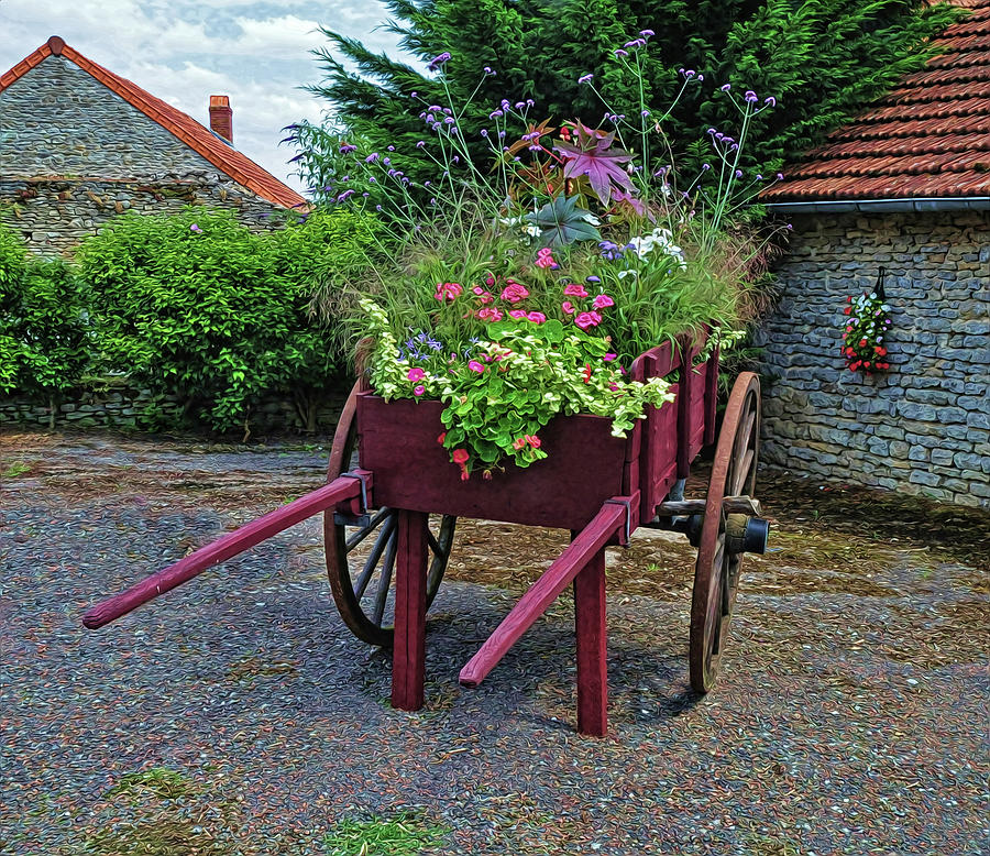 Flower Cart Provence France Photograph by Dave Mills