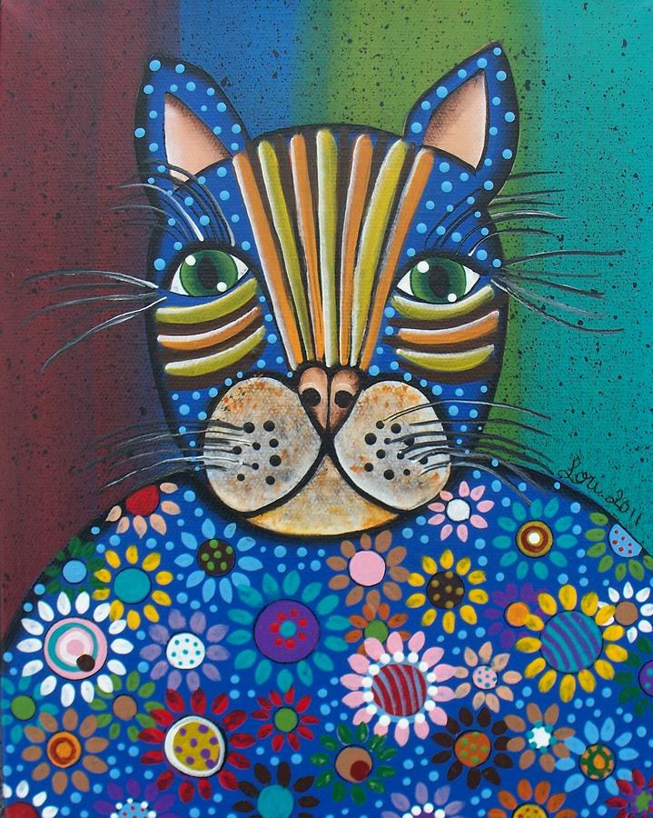 Flower Cat Painting by Lori Everett - Fine Art America