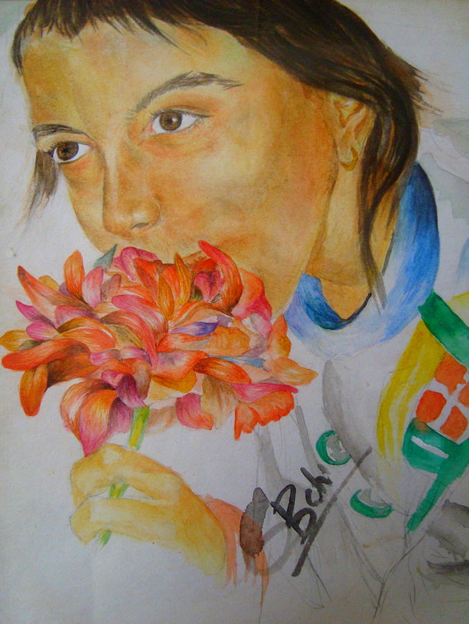 Flowers Still Life Painting - Flower child by Sulzhan Bali