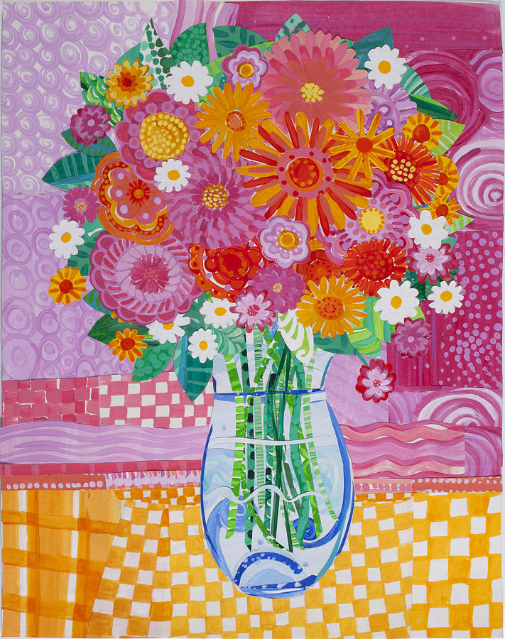 Flower Collage Painting by Barbara Esposito
