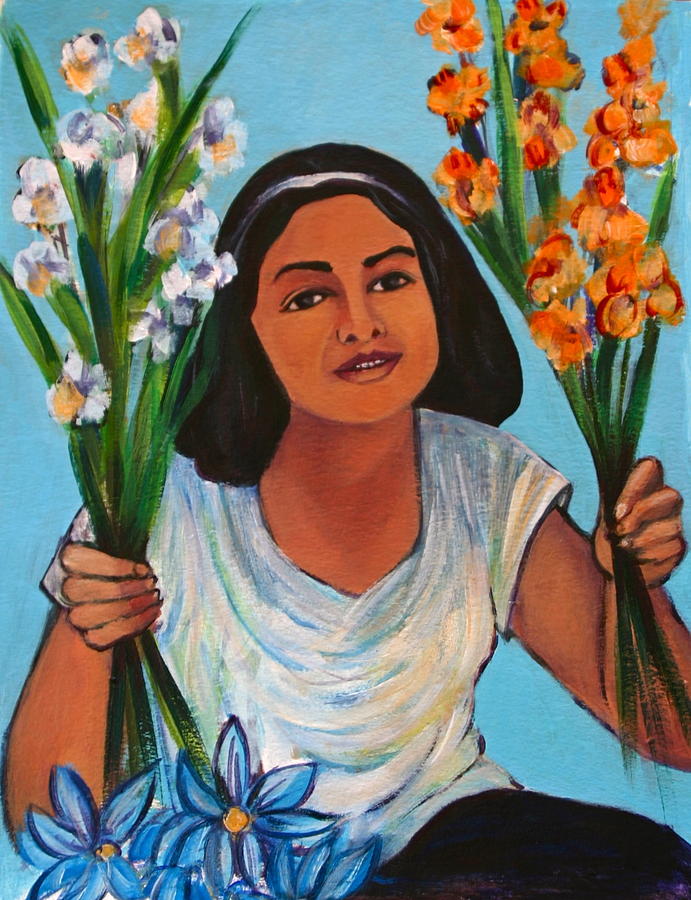 Flower Girl-Day of the Dead Painting by Susan Santiago