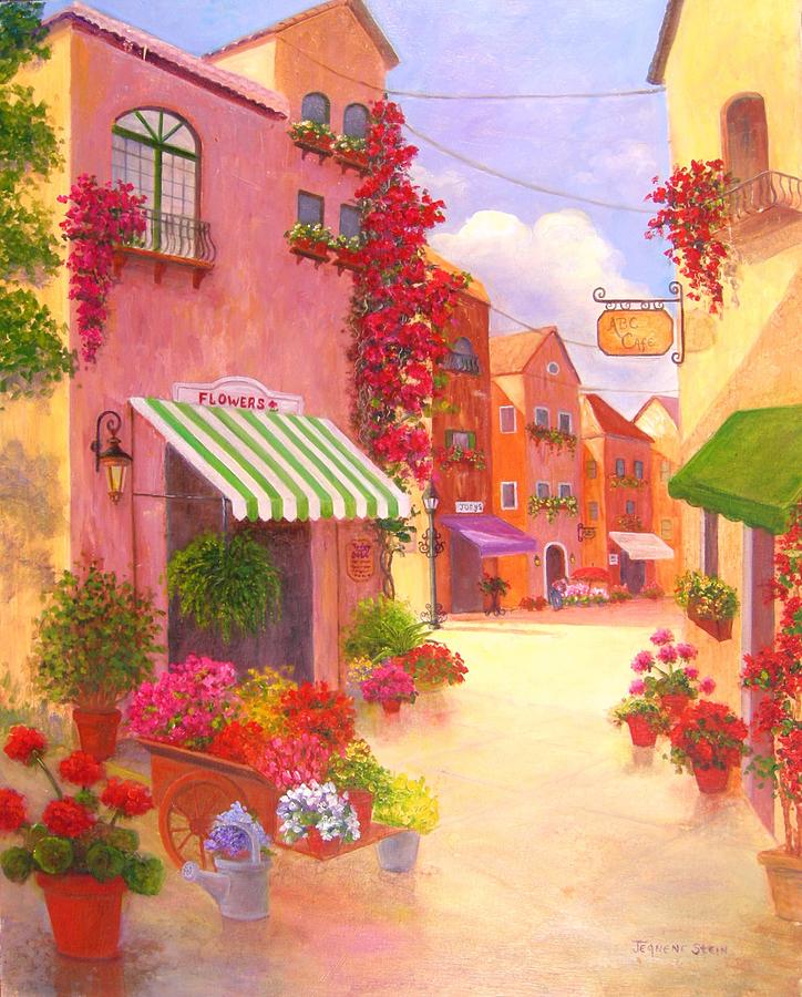 Flower Shop On Serta St. Painting by Jeanene Stein