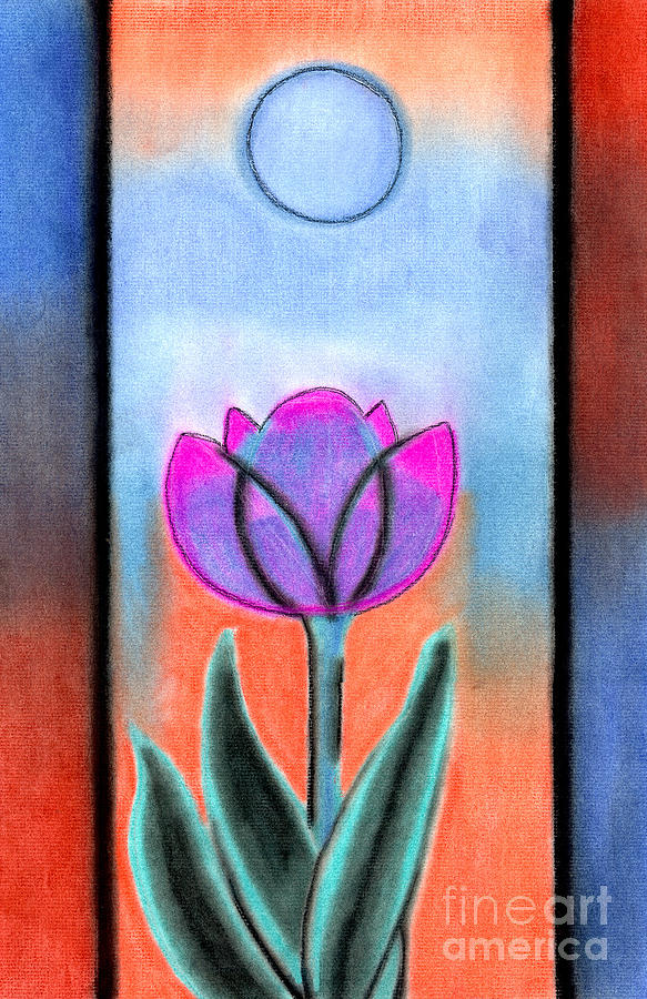 Flower With Blue Moon Pastel by Christine Perry