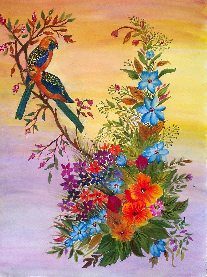 Картины птички с цветами. Райские птицы картины. Цветок райской птицы. Живопись цветы и птицы. Картины птицы и цветы.