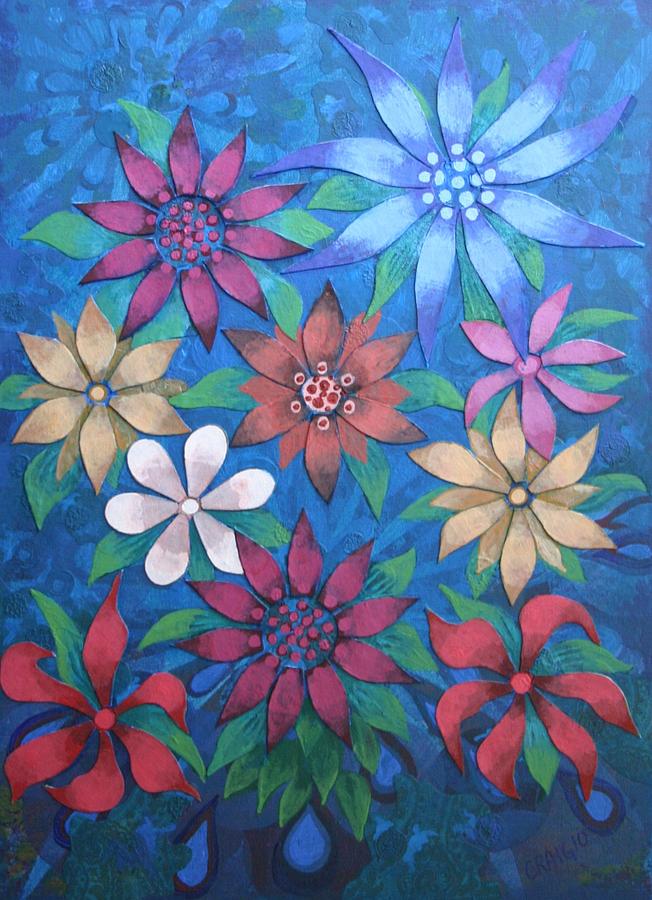 Flower Painting - Flowers By Moonlight by Bob Craig