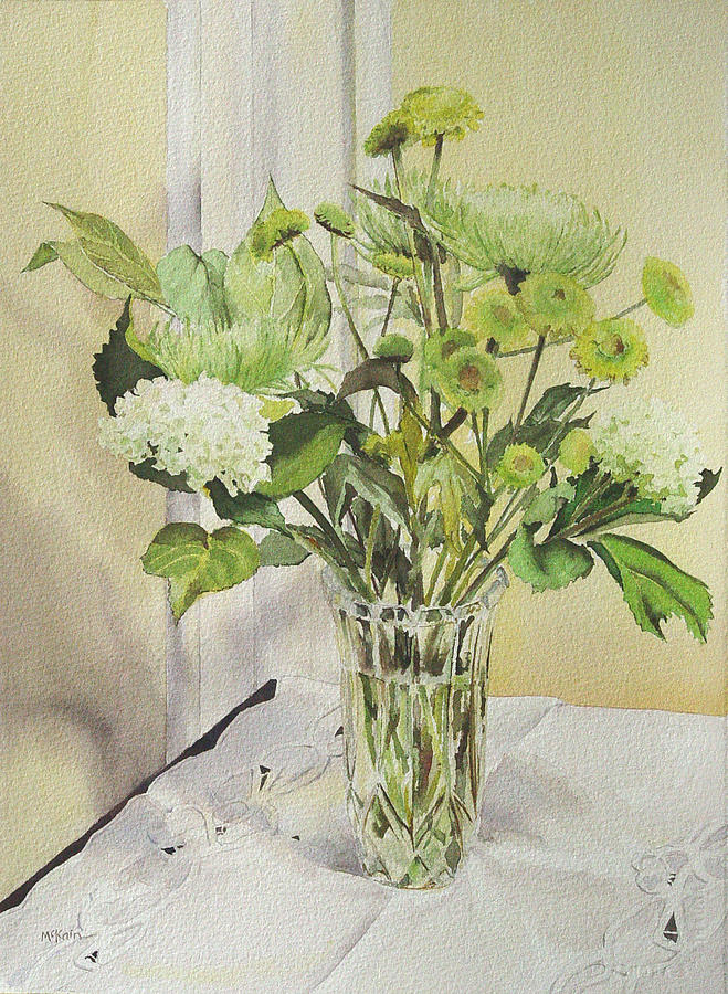 Flower Painting - Flowers in a Glass Vase by Mark McKain