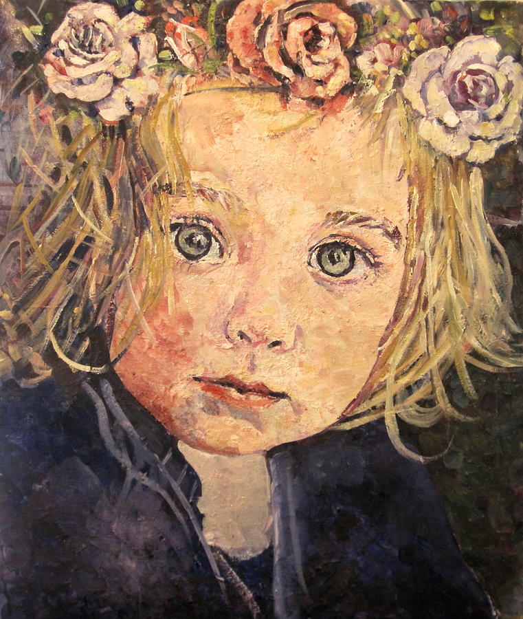 Flower Painting - Flowers in her hair by Pamela A Fox