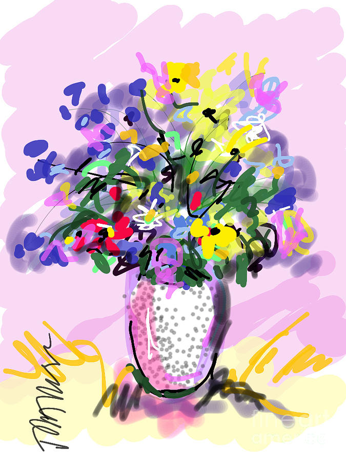 Flower Painting - Flowers in vase by David Abse