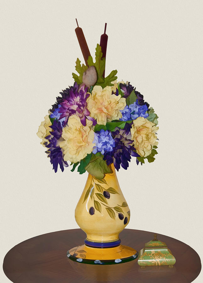 Flowers in Yellow Vase Photograph by Delores Knowles | Fine Art America