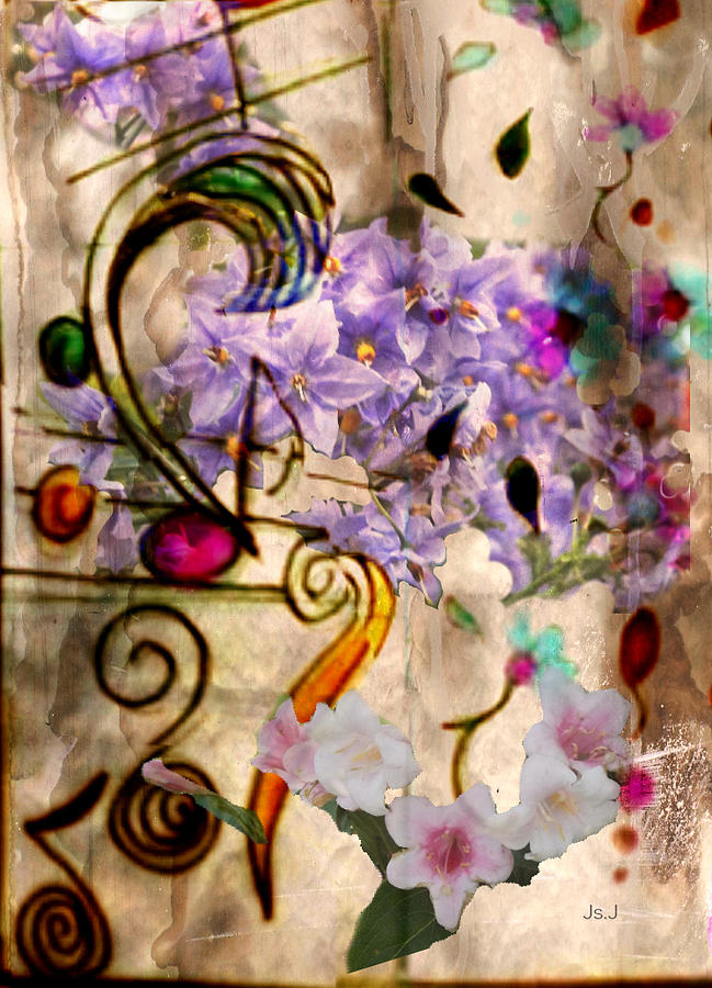 Flower Digital Art - Flowers n Music by Jan Artist