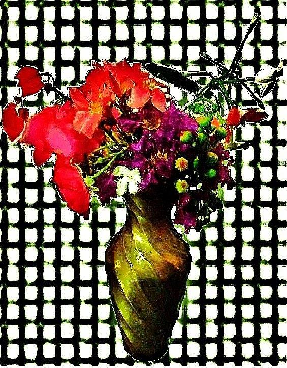 Flowers Vase Digital Art by Saira Nafees