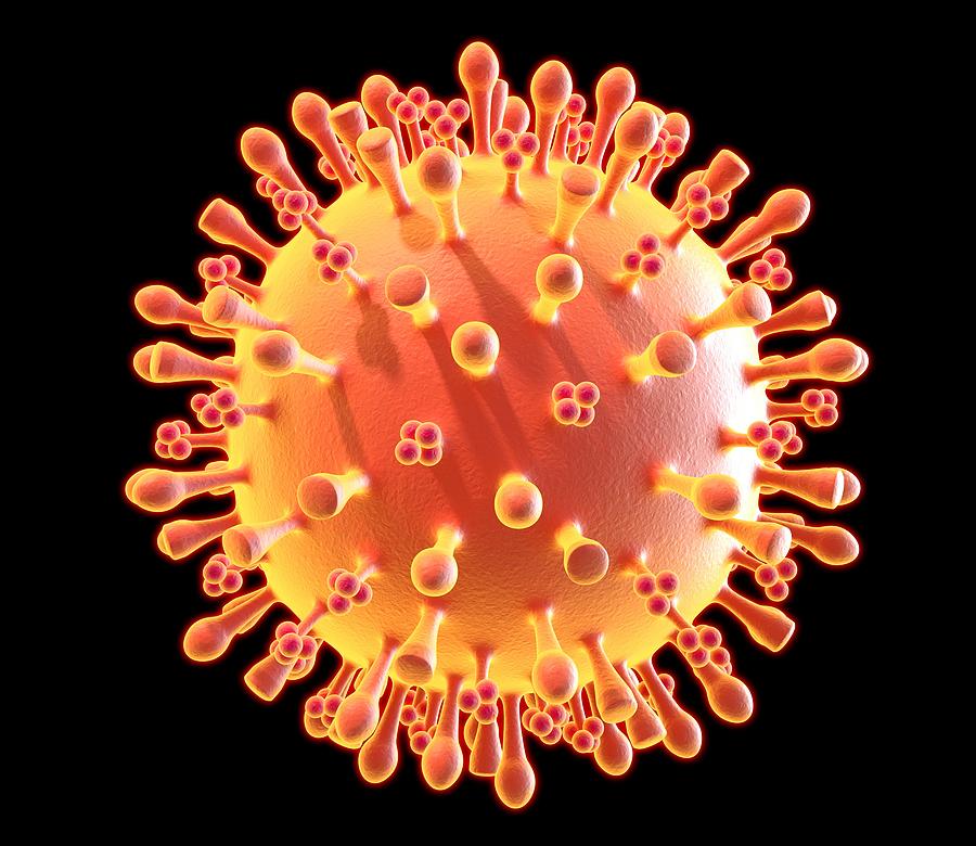 Pathogen Photograph - Flu Virus Particle, Artwork by Roger Harris