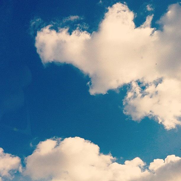 Blue Photograph - Fluffy Cloudes. #sky #cloud #cloudporn by Allison Faulkner