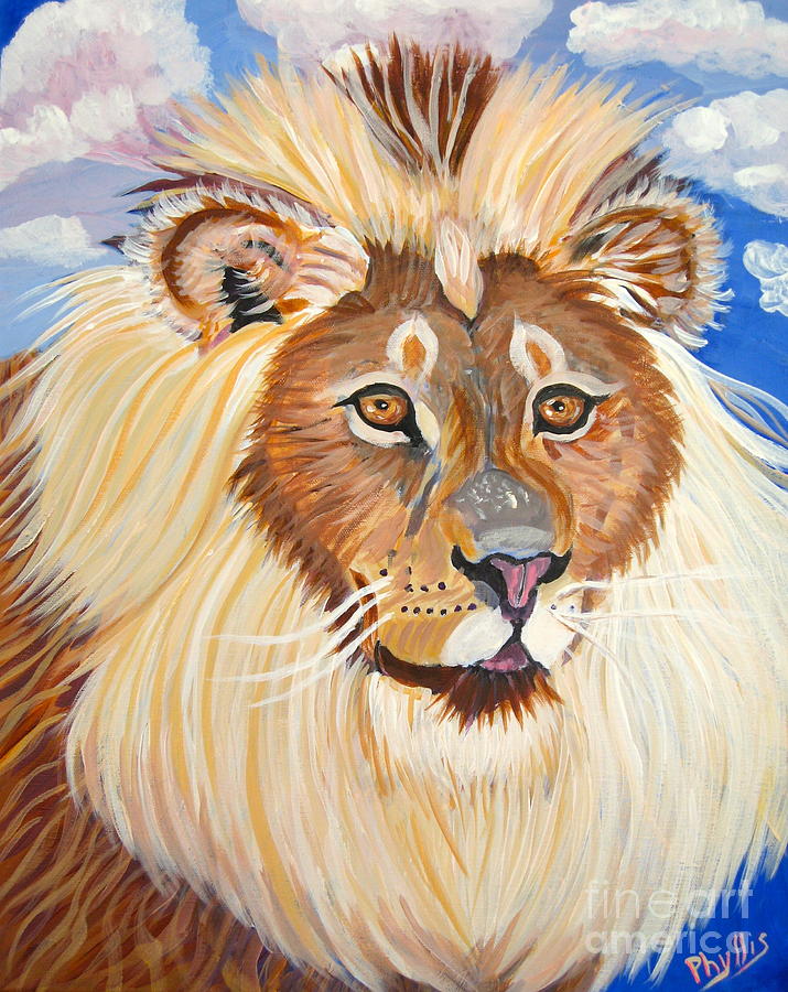 Fluffy the Lion Painting by Phyllis Kaltenbach